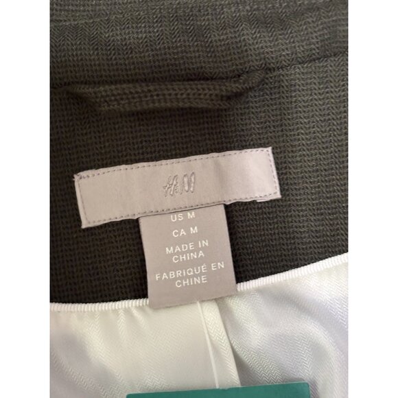 H&M Womens Blazer Jacket Size Medium Green Stretch Rayon 1 Button Career NWT $35 - Picture 5 of 7